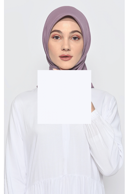 Hijab Segi Empat Voal Lily Jahit Tepi Dusty Purple